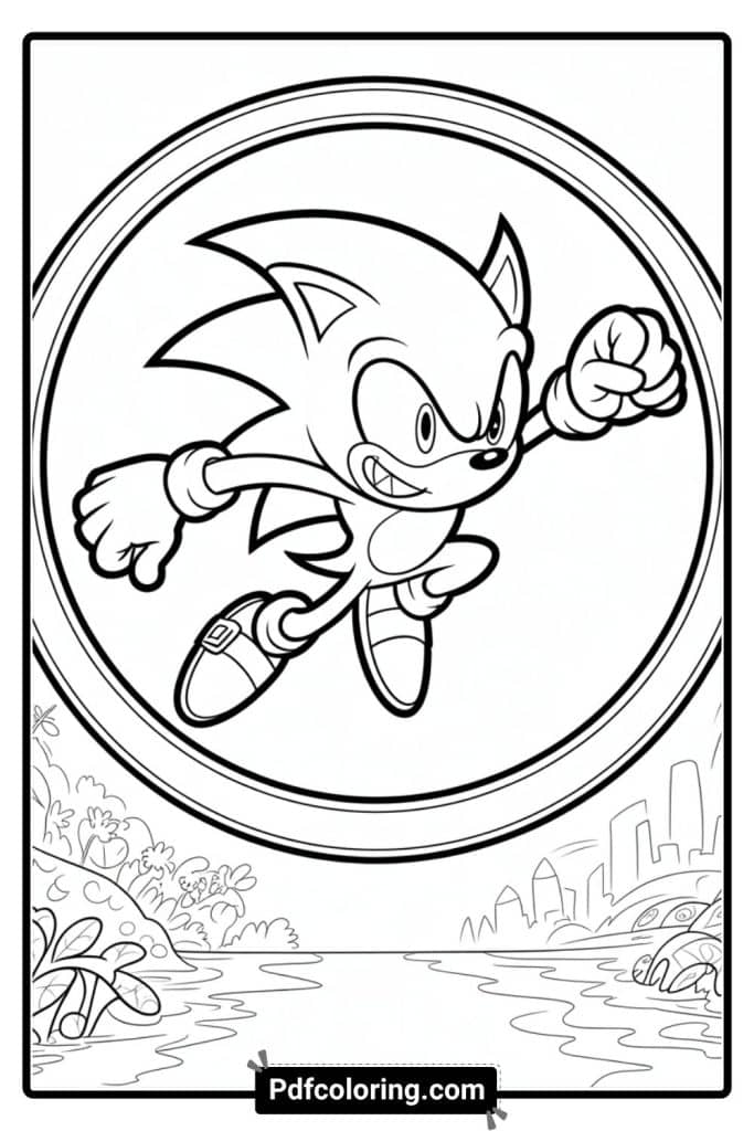 dark sonic and ring coloring page