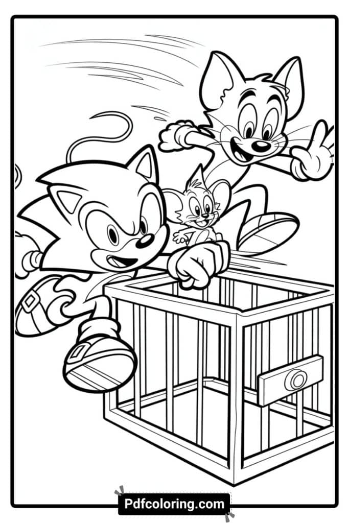 dark sonic, Tom and Jerry coloring page