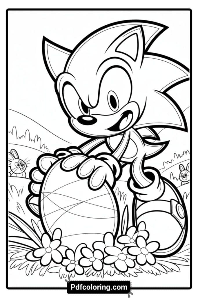 dark sonic Easter egg coloring page