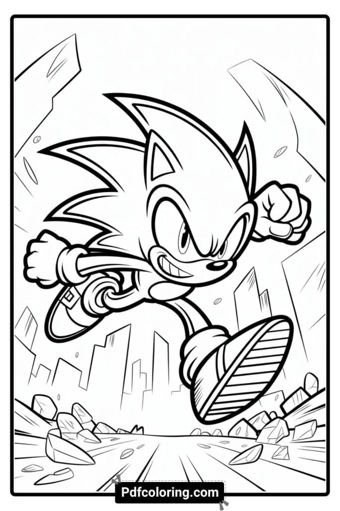dark sonic powerful coloring page