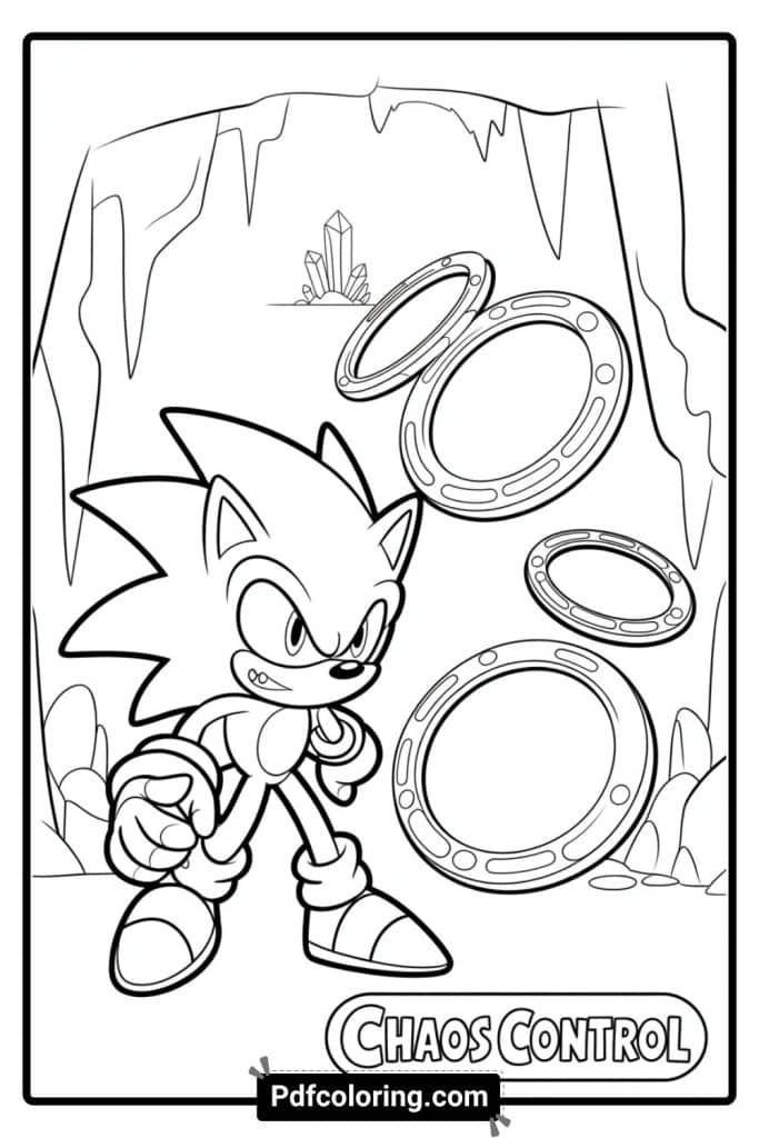 dark sonic and rings rings coloring page