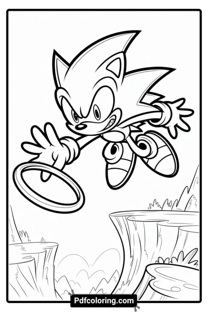 dark sonic collecting rings coloring page